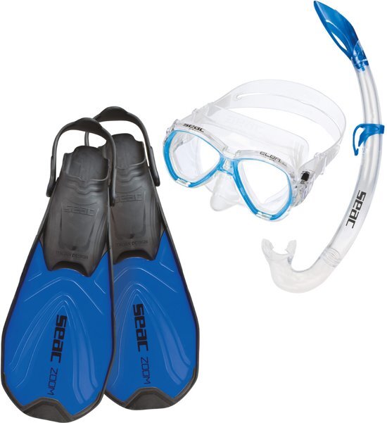 Seac set tris Zoom MD complete snorkelset kids maat 36/38 blauw