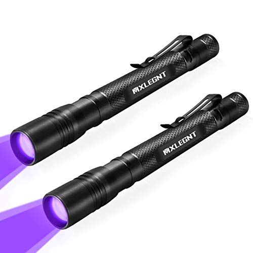 MXLEGNT UV-Zaklamp 2-Pack Zwart Licht 395nm Ultraviolet Licht Lamp Zoombaar Black Light Zaklamp, Detector voor Huisdier Urine en Bed Bugs, Aangedreven door AAA Batterijen (Zwart Licht, 2-Pack, Zonder Batterij)