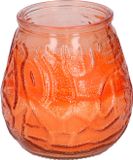 Arti Casa Citronella lowboy tuin kaars in oranje glas - 10 cm - 15 branduren