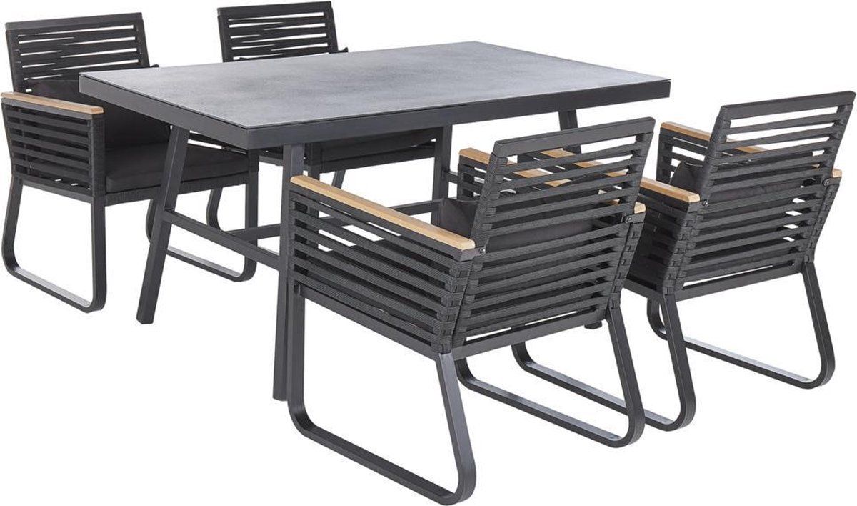 Beliani CANETTO Tuinset - Zwart - Aluminium - 4 personen