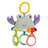 Fehn Mini-mobiele krab – motoriek speelgoed om op te hangen voor kinderwagen, kinderbed en babyzitje, om bijten, grijpen en geluiden te produceren, speelgoed voor baby's en kinderen vanaf 3 maanden