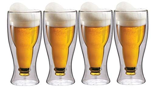 Maxxo Dubbelwandige bierglazen - 4 x 350 ml - Thermoglazen met zwevend effect