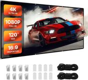 VEVOR Handmatig projectiescherm, 120-inch 16:9 4K 1080 HD, aan de muur bevestigd projectiescherm met 8 haken en dubbelzijdige plakband, filmprojectie voor thuisbioscoop
