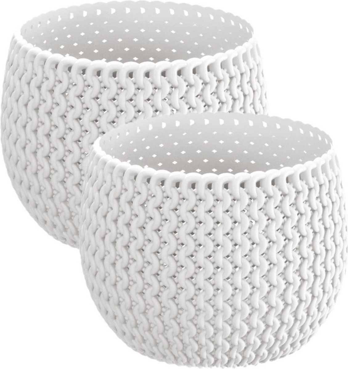 Prosperplast Set van 2 bloempotten - Ø 14.5 cm - Parel wit