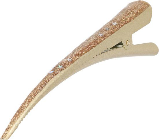 Gouden haarklem met glitter sterren - 13cm - Metaal