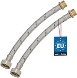 KOTARBAU® 2 Stuks - Flexibele Aansluitslang 1/2"x3/8" - Sanitaire Aansluitslang 20 cm - Flexibele Kraanslang - Buitendraad x Binnendraad - Aansluitslang Armatuur - Gevlochten Roestvrijstalen Aansluitslang