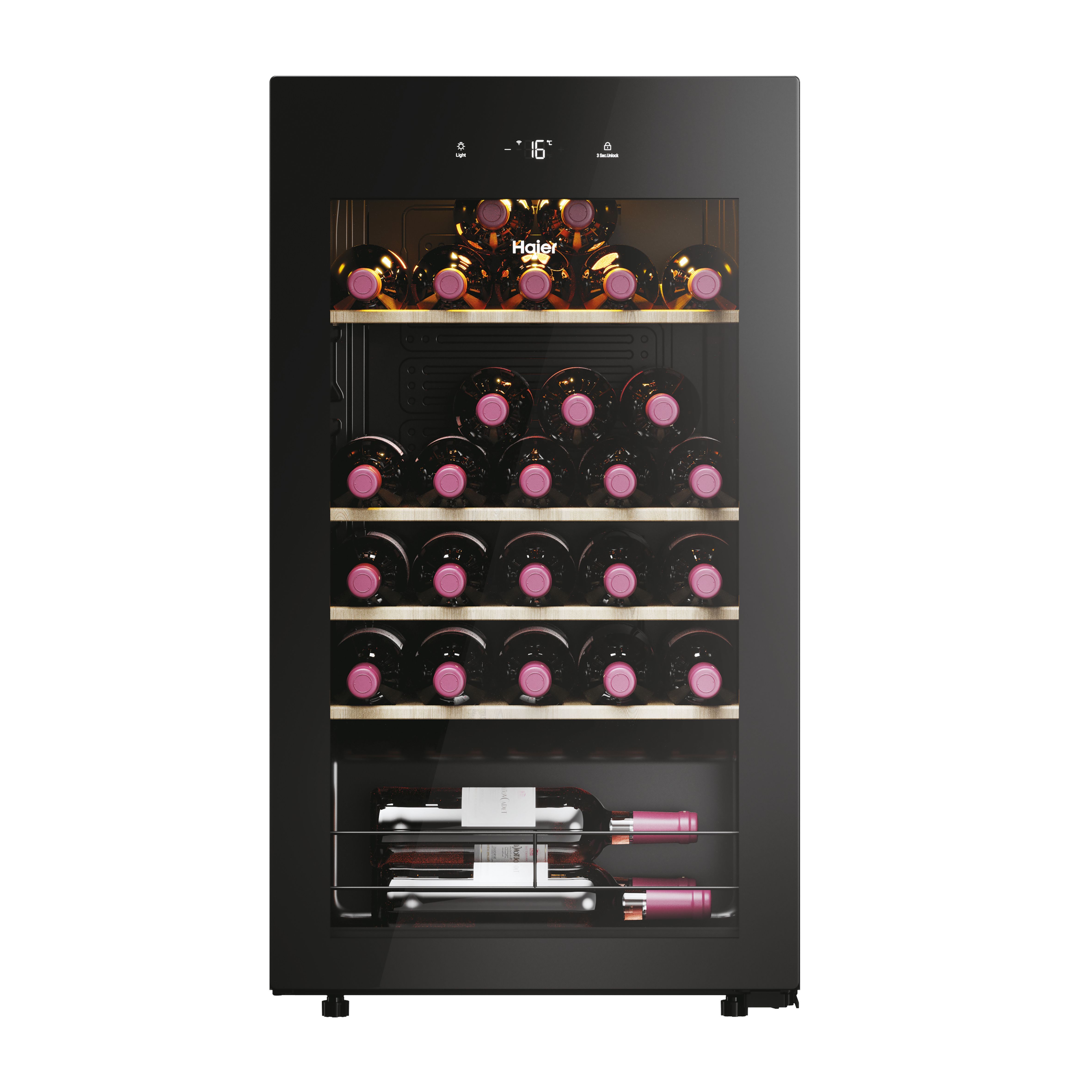 Haier Wine Bank 50 Serie 3 HWS34GGH1 - Compressor Wine Cooler - 34 Bottles - Black