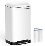 StarTech Afvalbak - 30 liter - RVS - Luchtdicht en geurafsluitend - Wit