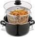 OEM Shenzhen Haorui Industrial Technology Co., Ltd. Emaille friteuse pan met glazen deksel - zwart - kleine friteuse voor frituren met zeef