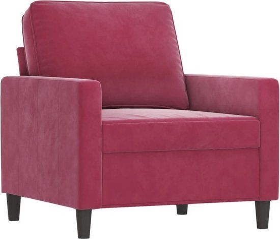 vidaXL Fauteuil met voetenbank fluweel wijnrood