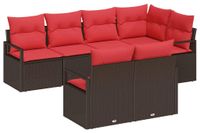vidaXL Canapé 7 pcs Marron poly rotin