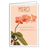 Afie 69-4350 Bedankkaart met Envelop, Mini-Poster, 17 x 11,5 cm, Retrostijl, Vintage, Illustratie, Planten, Bloemen, Orchidee