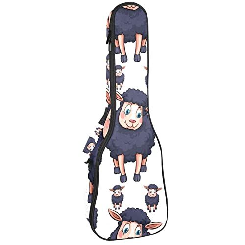 Mersov Tenor Ukulele Gigbag Waterdichte Ukelele Case Gewatteerde Rugzak, Geweldig voor Sopraan Concert (21/23/24") Schattig Paars Boerderij Schapen Patroon