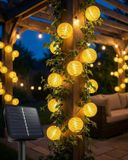Guirlande lumineuse solaire, 8 mètres, 30 lanternes LED, 8 modes d'éclairage, blanc chaud