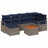 vidaXL Tuinbank Set 7-delig Grijs Polyrattan