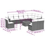 vidaXL 11-delige Tuinset met Kussens, Poly Rattan, Beige