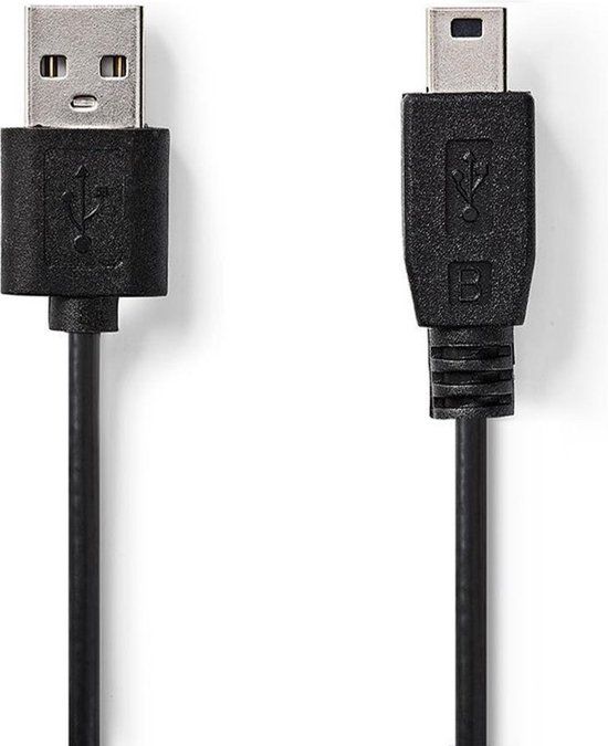 Nedis USB-kabel - USB 2.0 - USB-A Male - USB Mini-B 5-Pins Male - 1m - Zwart