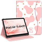 Fintie Hoesje voor iPad Air 11 inch M2 (2024), iPad Air 5e generatie (2022) / 4e generatie 10,9 inch, foliostandaard met meerdere kijkhoeken en documentsleuven (Z-Strawberry Cow)