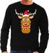 Bellatio Decorations Shoppartners Bv Foute kersttrui / sweater met Rudolf het rendier met rode kerstmuts zwart voor heren - Kersttruien XL