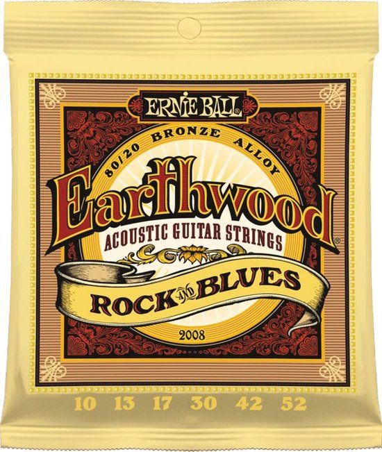 Ernie Ball 2008 Earthwood Rock Blues Acoustic 80/20 Bronze - 0749699120087