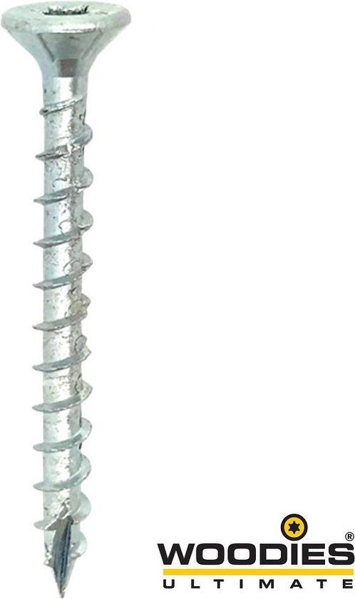Woodies - schroeven Ultimate - Torx 25 Platkop - 4,5 x 20mm - Voldraad - Verzinkt (200 stuks)