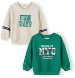 Minoti Jongens Sweater 2-pack met print - katoen - groen