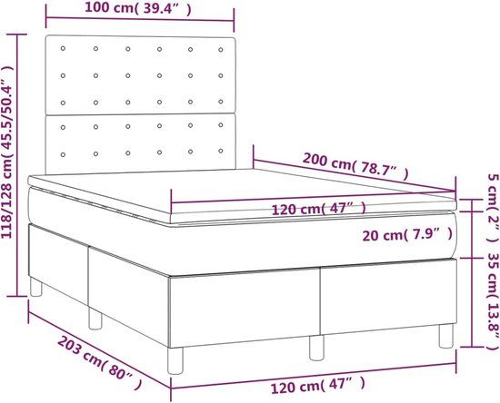 vidaXL Boxspring bed met matras stof donkerbruin 120x200 cm