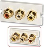 Lindy Audio-Video 3xRCA F/F Snap-In-Modul Premium voor Wanddo Wit