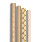 Clairefontaine 223879AMZC - Een Doos van 10 Rollen Cadeaupapier Kraft (100% Gerecycled) 5mx0,70m (Grote Breedte) 70g - Assorti Motieven Gouden, Witte en Zilveren Stippen