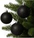 Decoris Kerstballen - 6 stuks - Zwart - Glitters - 6 cm - Kunststof