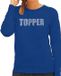 Bellatio Decorations Shoppartners Bv Glitter Topper foute trui blauw met steentjes/ rhinestones voor dames - Glitter kleding/ foute party outfit M
