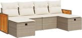 vidaXL 6-delige Loungeset met kussens, polyrattan, beige