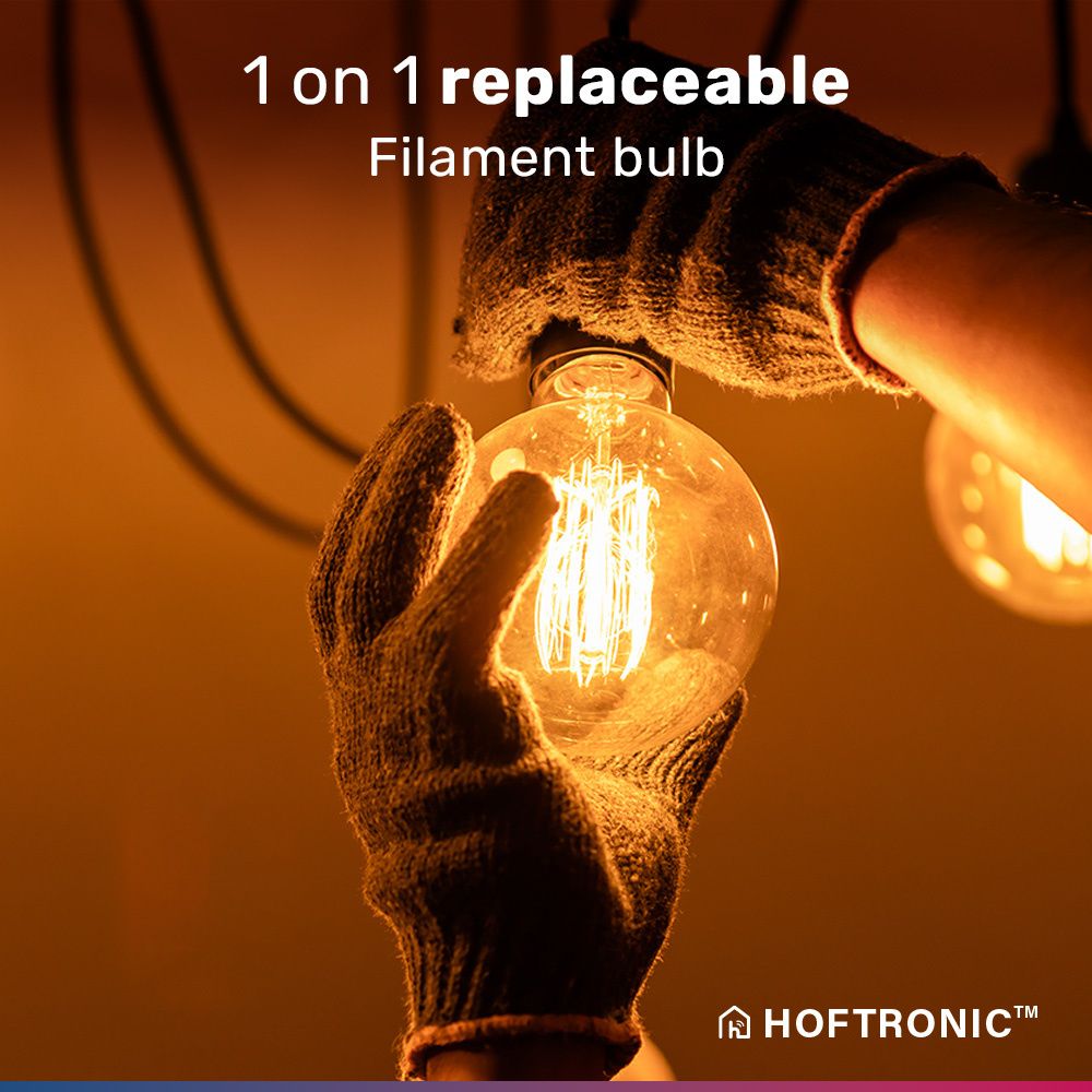 HOFTRONIC SMART Set van 3 Smart E27 LED Filament Lampen - 7 Watt 806 Lumen - A60 Clear - 1800-3000K - Dimbaar