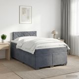 vidaXL Boxspringbed met matras, donkergrijs, 120 x 190 cm, fluweel