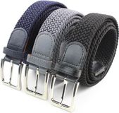 Safekeepers 3 Pak elastische Stretch Broekriem, Zwart, Blauw en Grijs