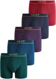 Next - Heren - Set van 5 boxershorts met katoenrijke voorkant - Blauw