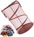 Merkloos Opvouwbare Mesh Pop Up Wasmand voor Wasruimte Badkamer 58cm H x 36cm B (Bruin)