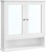 VASAGLE Meuble suspendu, meuble de salle de bain, meuble de rangement, meuble suspendu, avec 2 portes miroir et un compartiment ouvert, étagère réglable, 15 x 65 x 75 cm, blanc