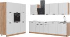 Vicco Complete keukeneenheid Fame-Line, Wit Landhuis/Goudkleurig Eiken, 460 cm, WB Marmer