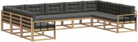 vidaXL Hoek loungeset 9 zitplaatsen Acacia hout Wit en antracietkleurig