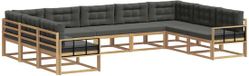 vidaXL Hoek loungeset 9 zitplaatsen Acacia hout Wit en antracietkleurig