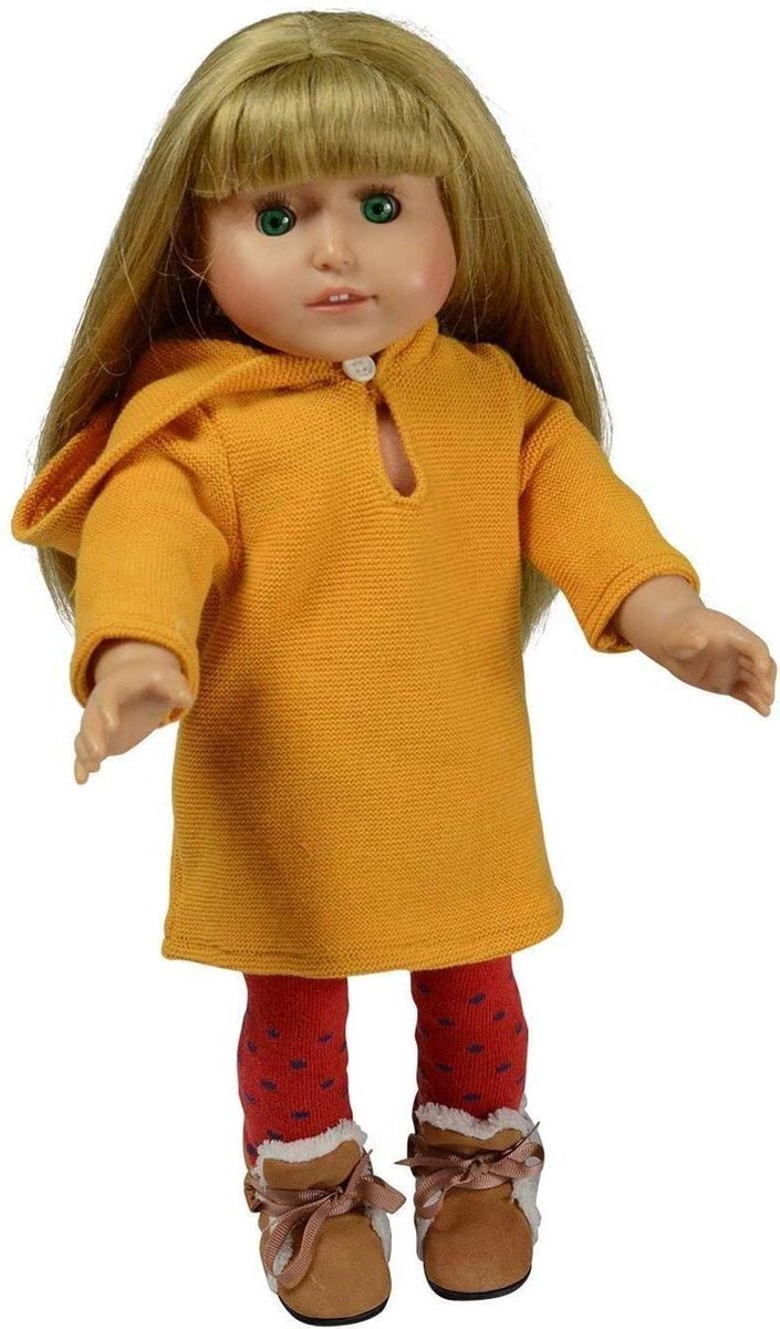 The New York Doll Collection Doll Yellow Knit Dress & Boots - Hoodie met Laarzen voor 46cm Pop