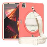 hoes iPad Pro 12,9 inch (2021/2020/2018) hoes met schouderriem voor iPad 5/4/3e generatie met 360 graden draaibare standaard, oranje