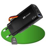 conecto USB C-oplader, 3-poorts meervoudige adapter, voeding 65 watt snellader, compatibel met Apple iPhone 15, Samsung, tablet, laptop UVM, GaN QC PD oplader, zwart
