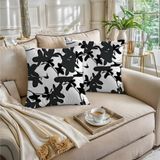 Boraboi Luxe Decoratieve Kussenhoezen set van 2, Zachte Suède Touch- 50x50 cm -(Zwart,wit)