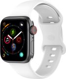 By Qubix - Siliconen sportbandje - Wit - Maat: M/L - Geschikt voor Apple Watch 44mm / 45mm / 46mm / 49mm