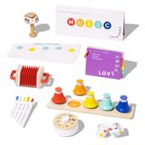 Lovevery De muziekset | 6 muziekinstrumenten en een ritmeboek en liedjes, Montessori-geïnspireerd educatief speelgoed voor kinderen van 18 maanden tot 4 jaar