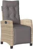 vidaXL Tuinstoel verstelbaar met kussens poly rattan gemengd beige