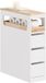 SoBuy Smalle Badkamerkast op Wieltjes, Toiletrolhouder, Toiletkast met 3 Lades, Wit 65x23x82cm, BZR54-II-W