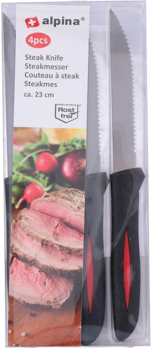 Alpina Kitchen & Home Steakmessen 4 stuks - Zilver - RVS - Vaatwasserbestendig